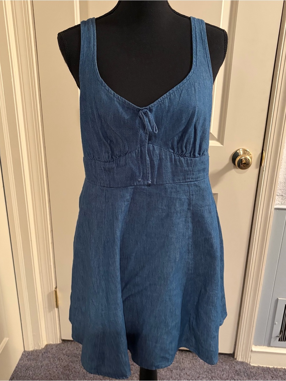 Old Navy Blue Crewneck Denim-Style Sleeveless Dress